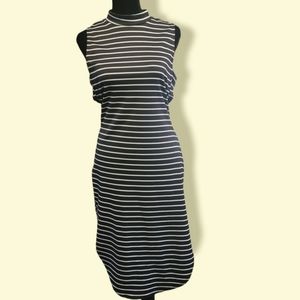 Romeo and Juliet Couture Black and White Striped Bodycon Dress Size Medium